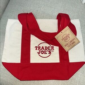 Red and White Mini Canvas Tote Bag